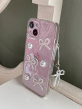 [made] Pearl Ribbon Ballet Core Glitter Resin Cell Phone Case