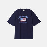 LMN レイブアメリカプリントオーバーサイズ半袖Tシャツ (3 colors)