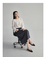 Soft ruffle striped asymmetrical flare skirt