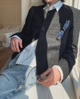 Weasel round tweed jacket