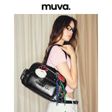 muva.オイルワックス レザー レトロ ボウリングバッグ ラージキャパシティ ショルダーバッグ