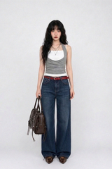 LAYERED-LOOK HALTER DRAPED TOP (3COLORS!)