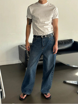 [Unisex] Stud wide denim pants