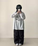 リードニーピンタックヘムストリングワイドパンツ