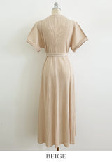 Oleun Pleated Long One Piece (Belt Set)