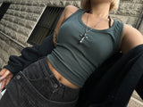 1+1 Cream slim crop top (other color random)
