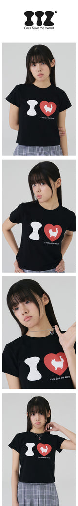 アイラブキャットクロップTシャツ