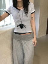 メルティング シアー レイヤード ハーフスリーブTシャツ