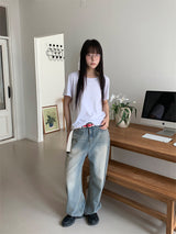SAND WASHED WIDE JEANS (2C)