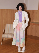 ハンドペイントドレープエフェクトAラインスカート