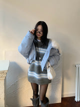 ヘイジーヘアリーストライプルーズフィットニット