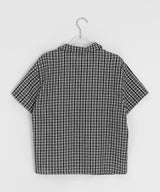26SS★ [BAONHAUS]クルーネンリネンチェック半袖シャツブラウスlouse