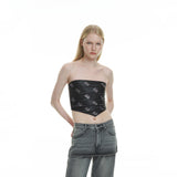 sai logo satin hotfix strapless top