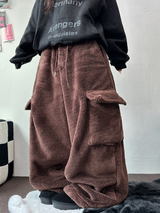テディベイビー🤎🐻🧸 オーバーカーゴストリングファーパンツ 💚🤎🖤🧡4カラー