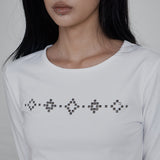 C SQUARE STUD SLIM FIT T-SHIRT_WHITE