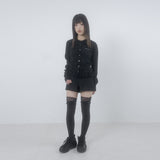 Frilling knit cardigan 001