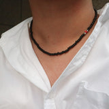 Men's Necklace Black Beads_CLEF TREMOLO NEC