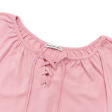 Lace Up Long T-shirt (Pink)