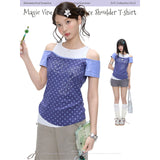 BETWEENAND “Magic Vine” Summer Lightweight Millennium Two-Piece Women’s Oversized-Neck Raglan Sleeve T-Shirt