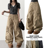 Waist String Parachute Cargo Wide Pants