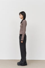 (W) Candy Fleece Striped Top