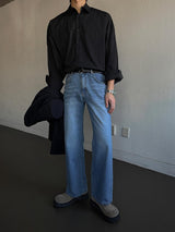 ASCLO Classic Slab Semi Flare Denim Pants (2color)