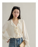French Ruffle Cuff Romantic Blouse