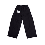 WIDE FIT TWO-TUCK PLEATS SWEAT PANTS_BLACK 起毛 