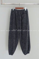 fleece leopard leopard jogger pants