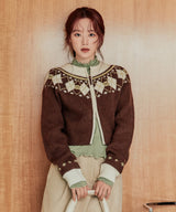 Women’s Nordic Zip-Up Knit Cardigan Brown