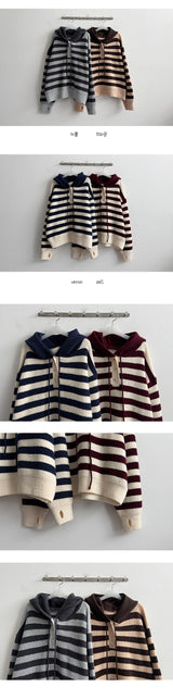 Dela Warmer Color Hooded Button Dangora Knitwear