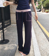 [ high-teen mood ] glow up pink-stitch low bootcut pt