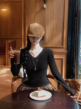 [BELLIDE MADE] River, Vネックスリムベーシックロングスリーブニットウェア