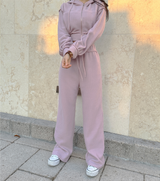 (ZIP-UP & PANTS SET!) 4 COLORS THICK FLEECE RIBBED CROPPED TRAINING ZIP-UP