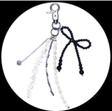 ribbon gemstone keyring (black mix)