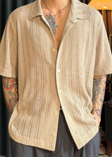 Cotton net collar short sleeve knit 3COLOR