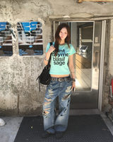 Mint lettering crop T