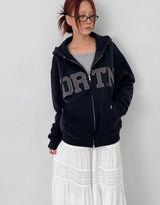 [MADE] Wiggy Applique Loose Fit Hooded Zip-up