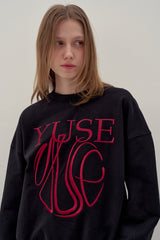 SWEATSHIRT EARTHYUSE NEEDLEWORK - BLACK