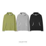 ブリックフィンガーホールワッフルフーディーTシャツ -3C