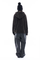 Monaco corduroy hooded zip-up