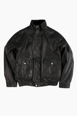 Fur lining leather blouson jumper