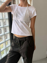 Rivet halter layered t-shirts(2color)