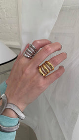 Quilting 5layered ring(silver/gold)