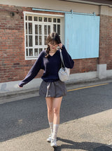 アゲインベーシックコットンルーズフィットⅤネックニット (5color)