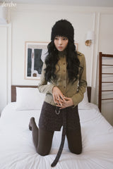 brown leopard belt mini skirt
