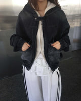 Denim hood jacket