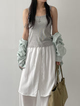 Lace Ribbed Square Sleeveless