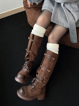 Vintage steel suede long boots