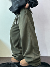 TEDDY FLEECE🤎🐻 S-L🧸3SIZE LONG WIDE HEATER PANTS 🤎💙💚3COLOR